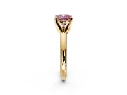 Solitaire Engagement Ring Setting for Fancy Pink Cushion Cut Center with Wire Band and Prong Head in Yellow Gold