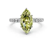 Solitaire Engagement Ring Setting for Fancy Yellow Marquise Center with Large Accent Band and Prong Head in Sterling Silver