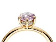 Hidden Halo Engagement Ring Setting for Fancy Pink Marquise Center with Thin Rounded Band and Prong Head in Yellow Gold