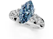Solitaire Engagement Ring Setting for Fancy Blue Marquise Center with Graduated Shared Prongs and Prong Head in Platinum