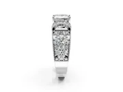 Pave Engagement Ring Setting for Princess Cut Center with Curved Accent Rows, Openwork and Prong Head in Platinum