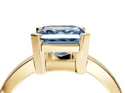 Solitaire Engagement Ring Setting for Fancy Blue Asscher Cut Center with Plain Band and Flat Tab Prong Head in Yellow Gold