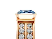 Bezel Engagement Ring Setting for Fancy Blue Asscher Cut Center with Wide Channel-Set Band and Bezel Head in Rose Gold