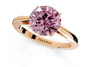 Solitaire Engagement Ring Setting for Fancy Pink Round Cut Center with Open Cathedral Shoulders and Prong Head in Rose Gold