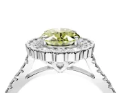 Milgrain Floral Halo Engagement Ring Setting for Fancy Yellow Oval Center with Pave Band and Prong Head in Sterling Silver