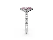 Solitaire Engagement Ring Setting for Fancy Pink Marquise Center with Bezel-Dot Beaded Band and Prong Head in Sterling Silver