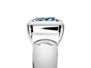 Solitaire Engagement Ring Setting for Fancy Blue Princess Cut Center with Wide Band and Bezel Head in Platinum