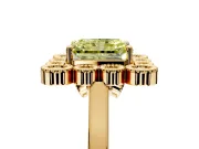 Cluster Halo Engagement Ring Setting for Fancy Yellow Radiant Cut Center with Milgrain Bezel Accents and Prong Head in Yellow Gold