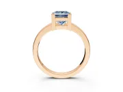 Solitaire Engagement Ring Setting for Fancy Blue Princess Cut Center with Plain Band and Flat Tab Prong Head in Rose Gold