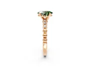 Solitaire Engagement Ring Setting for Fancy Green Oval Center with Bezel-Dot Beaded Band and Prong Head in Rose Gold