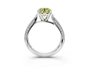 Solitaire Engagement Ring Setting for Fancy Yellow Round Cut Center with Multi-Row Accents and Prong Head in Platinum