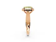 Halo Engagement Ring Setting for Fancy Yellow Radiant Cut Center with Square Band and Prong Head in Rose Gold