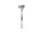 Hidden Halo Engagement Ring Setting for Fancy Blue Heart-Shaped Center with Thin Round-Wire Band and Prong Head in Sterling Silver