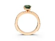 Solitaire Engagement Ring Setting for Fancy Green Radiant Cut Center with Milgrain-Edged Pave Band and Prong Head in Rose Gold