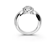Halo Engagement Ring Setting for Cushion Cut Center with Tapered Plain Band and Prong Head in Sterling Silver