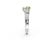 3 Stone Engagement Ring Setting for Fancy Yellow Heart-Shaped Center with Raised Basket Heads and Prong Head in Platinum