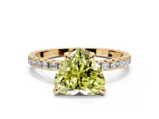 Solitaire Engagement Ring Setting for Fancy Yellow Heart-Shaped Center with Fine Pave Narrow Band and Prong Head in Yellow Gold