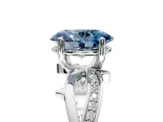 Solitaire Engagement Ring Setting for Fancy Blue Oval Center with Pave and Plain Crossover Band and Prong Head in Sterling Silver