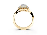 Starburst Halo Engagement Ring Setting for Cushion Cut Center with Flat Cathedral Band and Prong Head in Yellow Gold