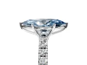 Solitaire Engagement Ring Setting for Fancy Blue Marquise Center with Large Accent Band and Prong Head in White Gold