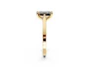Solitaire Engagement Ring Setting for Emerald Cut Center with Tapered Shoulders and Prong Head in Yellow Gold