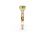 5 Stone Engagement Ring Setting for Fancy Yellow Round Cut Center with Plain Band and Prong Head in Yellow Gold