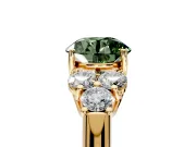 Cluster Engagement Ring Setting for Fancy Green Round Cut Center with Round Cut Accent Frame and Prong Head in Yellow Gold