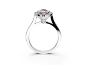 Halo Engagement Ring Setting for Fancy Pink Marquise Center with Milgrain Frame, Pave Band and Prong Head in Platinum