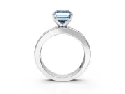 Solitaire Engagement Ring Setting for Fancy Blue Asscher Cut Center with Channel-Set Accents and Prong Head in Platinum
