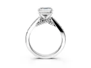 Solitaire Engagement Ring Setting for Asscher Cut Center with Crossover Accents and Prong Head in Sterling Silver