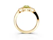 Cluster Engagement Ring Setting for Fancy Yellow Emerald Cut Center with Milgrain Shoulder Clusters and Prong Head in Yellow Gold