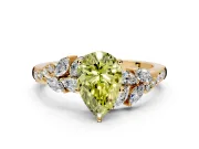 Solitaire Engagement Ring Setting for Fancy Yellow Pear-Shaped Center with Marquise Accent Twist Band and Prong Head in Yellow Gold