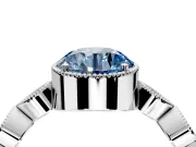 Vintage Station Engagement Ring Setting for Fancy Blue Round Cut Center with Accents and Prong Head in White Gold