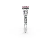 Channel-Set Engagement Ring Setting for Fancy Pink Radiant Cut Center with Baguette Band and Prong Head in Platinum