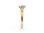 3 Stone Engagement Ring Setting for Oval Center with Wide Plain Band and Prong Head in Yellow Gold