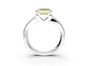 Bezel Engagement Ring Setting for Fancy Yellow Asscher Cut Center with Wide Channel-Set Band and Bezel Head in Platinum