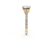 Solitaire Engagement Ring Setting for Princess Cut Center with Widening Pave Band and Claw Prong Head in Yellow Gold