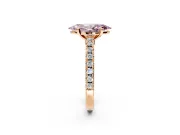 Solitaire Engagement Ring Setting for Fancy Pink Marquise Center with Single Row Accent Band and Prong Head in Rose Gold