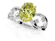 Solitaire Engagement Ring Setting for Fancy Yellow Oval Center with Criss-Cross Accent Band and Prong Head in White Gold