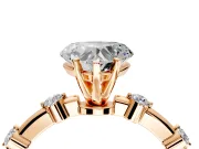 Solitaire Engagement Ring Setting for Heart-Shaped Center with Bezel Station Band and Prong Head in Rose Gold