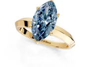Solitaire Engagement Ring Setting for Fancy Blue Marquise Center with Wide Knife Ridge Band and Prong Head in Yellow Gold