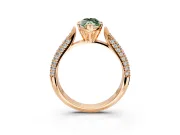 Solitaire Engagement Ring Setting for Fancy Green Marquise Center with Multi-Row Accents and Prong Head in Rose Gold