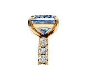 Solitaire Engagement Ring Setting for Fancy Blue Princess Cut Center with Shared-Prong Accents and Prong Head in Yellow Gold
