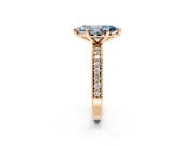 Milgrain Pave Engagement Ring Setting for Fancy Blue Marquise Center with Accent Band and Prong Head in Rose Gold