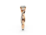 Solitaire Engagement Ring Setting for Cushion Cut Center with Half-Pave Crossover Band and Prong Head in Rose Gold