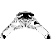 Solitaire Engagement Ring Setting for Fancy Black Oval Center with Twisted Pave Split Shank and Prong Head in Sterling Silver