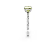 Hidden Halo Engagement Ring Setting for Fancy Yellow Princess Cut Center with Pave Band and Prong Head in Platinum