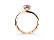 Solitaire Engagement Ring Setting for Fancy Pink Oval Center with Fine Pave Band and Prong Head in Rose Gold