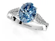 Solitaire Engagement Ring Setting for Fancy Blue Oval Center with Twisted Pave Split Shank and Prong Head in Platinum