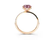 Solitaire Engagement Ring Setting for Fancy Pink Round Cut Center with Pave Accents and Prong Head in Rose Gold